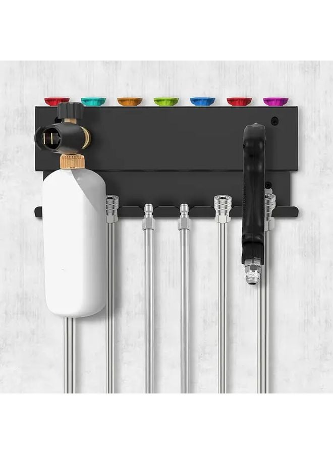 Black Wall Mounted Pressure Washer Gun Holder With Quick Connector And Foam Cannon Organizer - Image 2